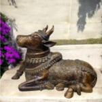 Brass Large Nandi Sculpture 34 inch vintage tone